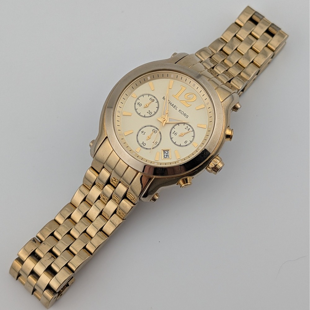 Michael Kors Madison Chronograph MK5172 Gold Tone Date Watch 40mm Women's - Picture 9 of 10